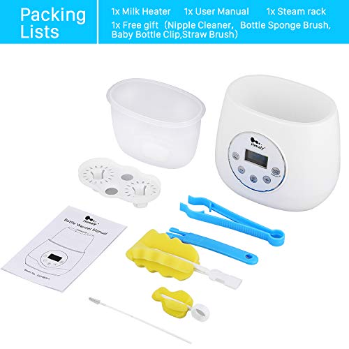 Baby Bottle Warmer, Himaly Bottle Sterilizer 6 in 1 BPA-Free Bottle Warmer with Rapid Heating Warm Milk Formula Heat Food Defrost, LED Display and Accurate Temperature Control (New White)