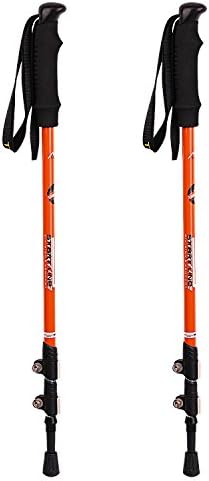 XinZHiYuAy Ultralight 2 Pack Trail Trekking Poles, Shock-Resistant Adjustable Walking Stick with Sweat Absorbing EVA Grips, Collapsible Hiking Running Sticks Orange