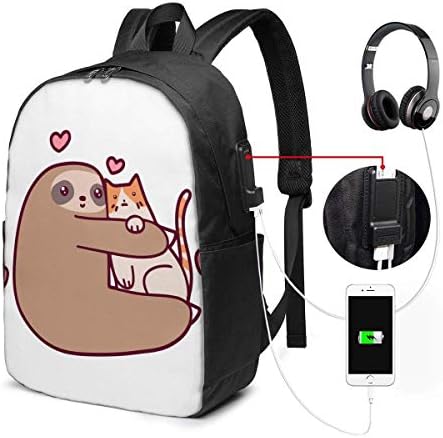 ナマケモノは Usb充電ポート付きの猫の防水ラップトップバックパックが大好き