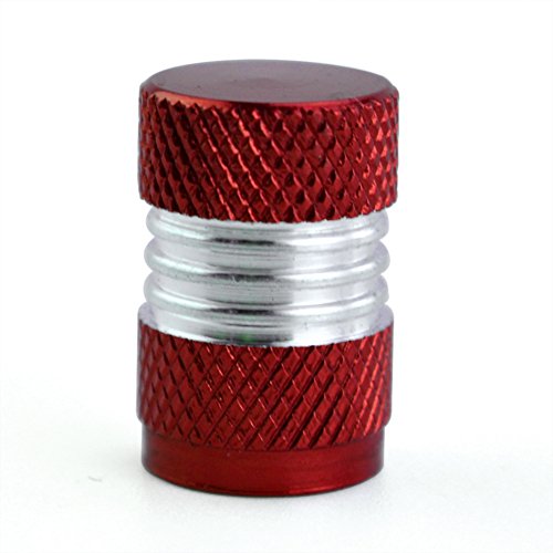 Runmade 4 Connecting Rods Style Polished Aluminum Alloy Chrome Tire Valve Stem Caps (Pack of 4) (Red)