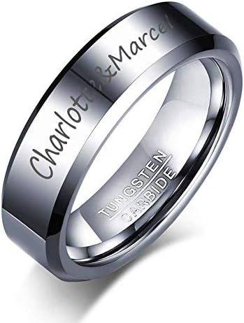 XUANPAI 6mm Tungsten Carbide Custom Personalized Plain Engagement Promise Wedding Band Ring for Men Women