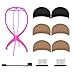ZUER Wig Caps (6 Pack/Black & Neutral Nude Beige) with Portable Wig Stand, Gentle Edges Brush and Wig Combs