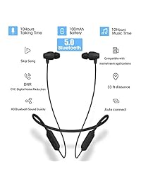 ? Auriculares inalámbricos, auriculares Bluetooth 10 horas de reproducción HiFi estéreo in ear auriculares con micrófono, IPX5 impermeable y a prueba de sudor gimnasio deportes correa de cuello cancelación de ruido auriculares (cómodo y rápido de empareja