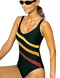 La Isla Women's Striped Print Slimming One Piece Swimsuit Swimwear