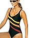 La Isla Women's Striped Print Slimming One Piece Swimsuit Swimwear