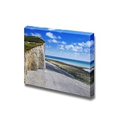 Road by White Cliffs Under Blue Sunny Sky...