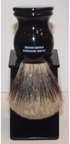 Genuine 100% Pure Badger Shaving Brush With Black Stand T1S by RazorBlades4u