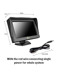 Monitor de copia de seguridad de la vista posterior del coche, Esky Pantalla TFT LCD de 4.3 pulgadas Vista posterior del auto Pantalla de monitor ajustable de 180 grados para las cámaras de estacionamiento de respaldo del vehículo [La elección del wirecut