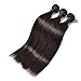 Perstar Hair Brazilian Straight Virgin Hair with Closure 3 Bundles with lace closure 7A grade Human hair bundles with free part lace closure (22 24 26+ 20 free part, Natural Color)