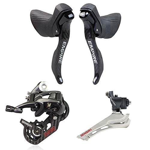 LINGMAI SENSAH Carbon Fibre Road Bike Shifters Double 2×11 Speed Lever Brake Bicycle Derailleur Groupset Compatible for Shimano
