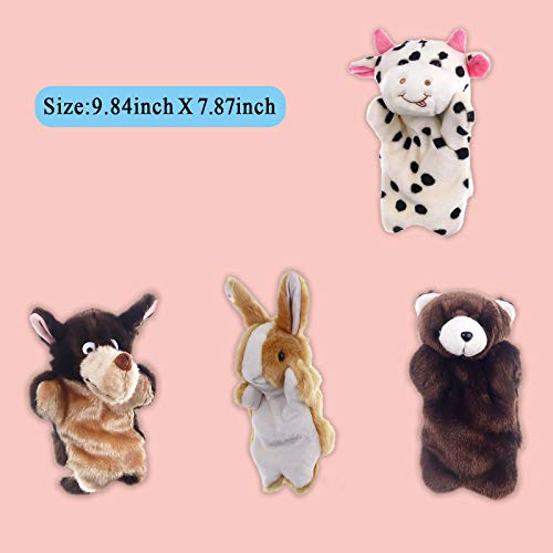 Stuffed Animals HandPuppets for Kids Toddlers, Bunny Cow Bear Wolf