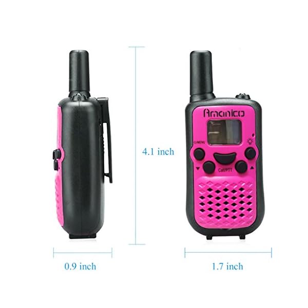 Amanico-Pink-Kids-Walkie-Talkies-Kinds-of-Channel-FRSGMRS-2-Way-Radio-2-miles-up-to-37-Miles-UHF-Handheld-41-In-Length-for-Children-kids-Child-Boys-Girls-Teens-1-Pair-Pink