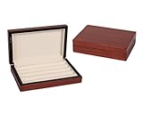 Oineh Wood Jewelry Ring Case Display Cuff Links Body Jewelry Storage Box With Ring Rows (Cherry Wood)
