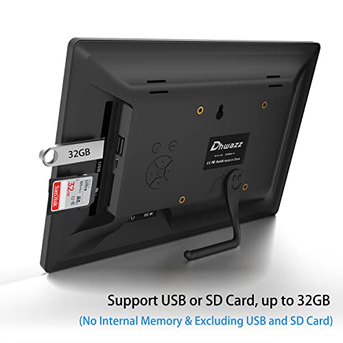 Dhwazz 10 Inch USB Digital Picture Frame, NonWiFi SD Card Smart Photo Frames IPS Screen HD