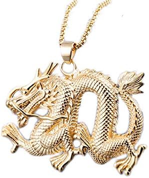 FENDINA Hip Hop Men's Titanium Steel Chinese Style Dragon Pendant Necklace