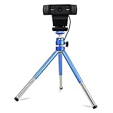Lightweight Mini Webcam Tripod Logitech Webcam C920 C922 Small Camera Tripod Mount Cell Phone Holder Stand (Blue)