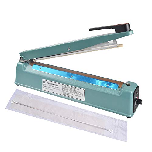 Konmee 12 inches Impulse Manual Hand Bag Sealer Heat Sealing Machine for Mylar and Cereal Bags Plastics Bags Polythene with Extra Replacement Element Grip