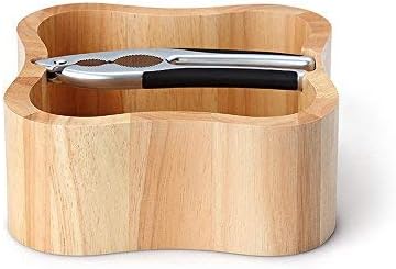 Continenta Nut Bowl of Natural Wood with Crackers, Light Brown, One Size