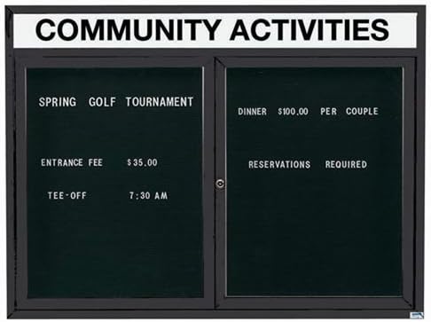 Aarco Products OADC3648HIBK 36 in. H x 48 in. W 2-Door Illuminated Outdoor Enclosed Directory Board - Black