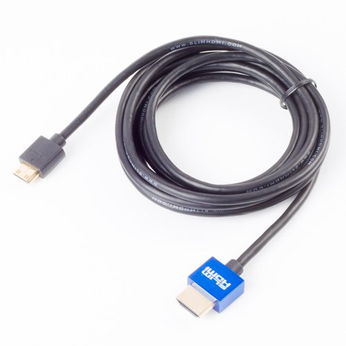 SlimHDMI 2.5m Male Mini (Type C) to Male (Type A) Cable, The World's Slimmest HDMI Lead? (Gold Plated, 1080p, High Speed, ARC)