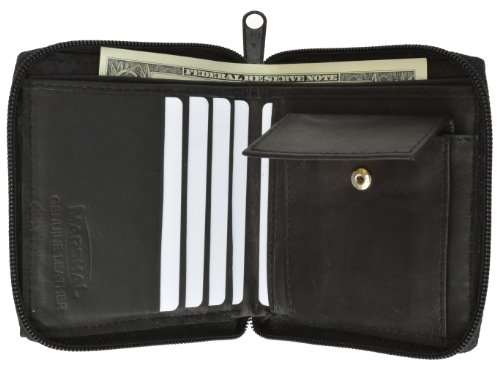 Zip Around Bifold Wallet with Snap Down Coin Purse for Men by Marshal