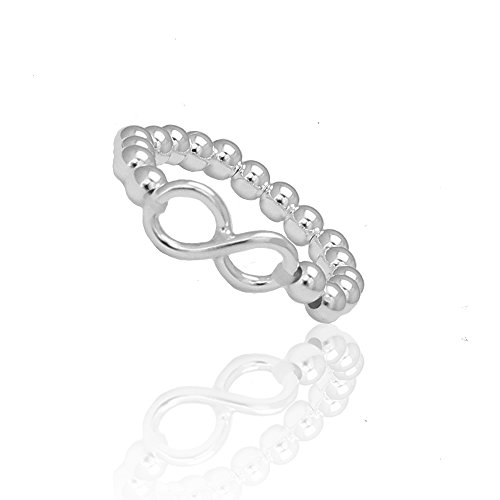 925 Sterling Silver Infinity Ball Bead Stretch Adjustable Ring