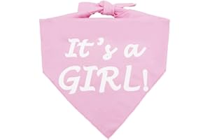BARLEYGOO It’s a Boy or It’s a Girl Dog Bandana Pregnancy Announcement Dog Bandana Baby Announcement Triangle Pet Scarf Scarves Gender Reveal Photo Prop Pink