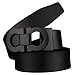 Men's Smooth Leather Buckle Belt 35mm Leather up to 42inch (105-115cm for Choose) 110cm Black-Black