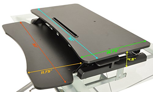 Height Adjustable Standing Desk Monitor Riser Gas Spring Tabletop Sit to Stand Workstation - Thumbnail 7