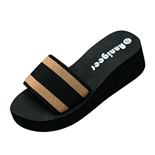 Women Flip Flops, Mosunx(TM) Summer Sandals Slipper Indoor Outdoor Beach Shoes (37(US:6.5), Brown)