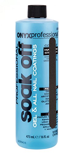 Onyx Professional Shellac & Gel Nail Polish Remover with Sugar Nail File 16 oz Removes Artificial Nails, Nail Glue, Glitter Polish & More