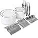 600 Piece Silver Dinnerware Set – 200 White and Silver Plastic Plates – Set of 300 Silver Plastic Silverware – 100 Silver Plastic Cups – Silver Dinnerware Set for Party or Wedding up to 100 Guests
