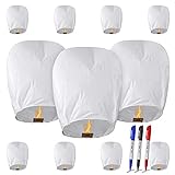 All Natural Shop 11 Pack Chinese Sky Lanterns - White, Eco Friendly, 100% Biodegradable. Wire-Free Paper Japanese Prime Lantern To Release In Sky.