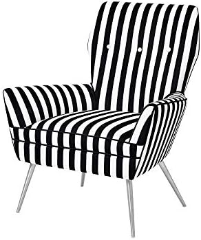 Amazon Com Verona Modern Black White Stripped Velvet Accent Chair Silver Leg Furniture Decor
