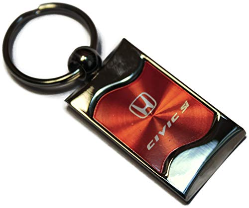 Honda Civic Si Orange Rectangular Wave Key Chain Ring Tag Key Fob Logo Lanyard (Certified Refurbished)