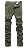 Men's Ripped Distressed Destroyed Skinny Fit Jeans Pants with Holes