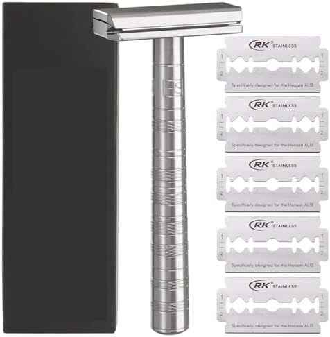 Saudi Razor Shaving Razor - Aluminum Double Edge Safety Razor with 5 Spare Blades ...
