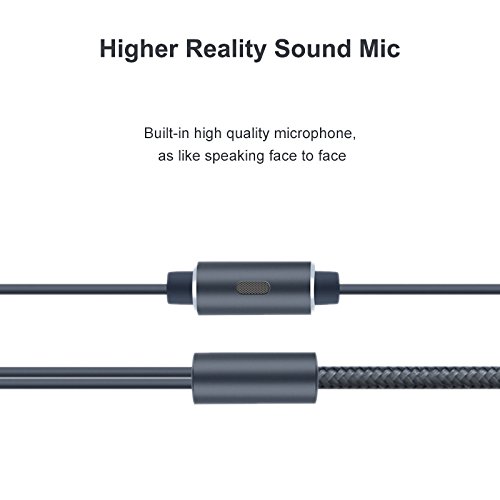 TNSHO Earphones with Mic Mini Wired HIFI Stereo Bass In-Ear Headphone Headset Gold Plated 3.5mm Jack for Smart Phone 4 Feet(1.2 meter) Gray