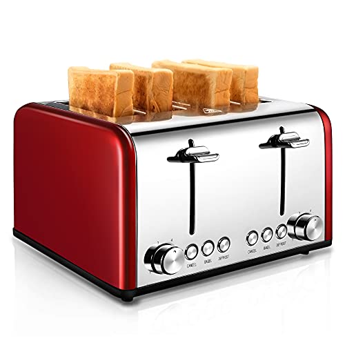 4 Slice Toaster, CUSIBOX Stainless Steel Toaster with Bagel, Defrost
