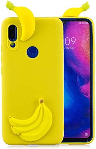 HongYong Banana Case for Xiaomi Redmi Note 7,Soft 3D Silicone Case,Cute Fruit Rubber Cover,Cool Kawaii Cartoon Gel Cover for Kids Girls Fun Soft Silicone Shell