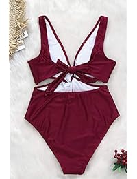 CUPSHE traje de baño de una pieza con corbata de espalda torcida granate para dama