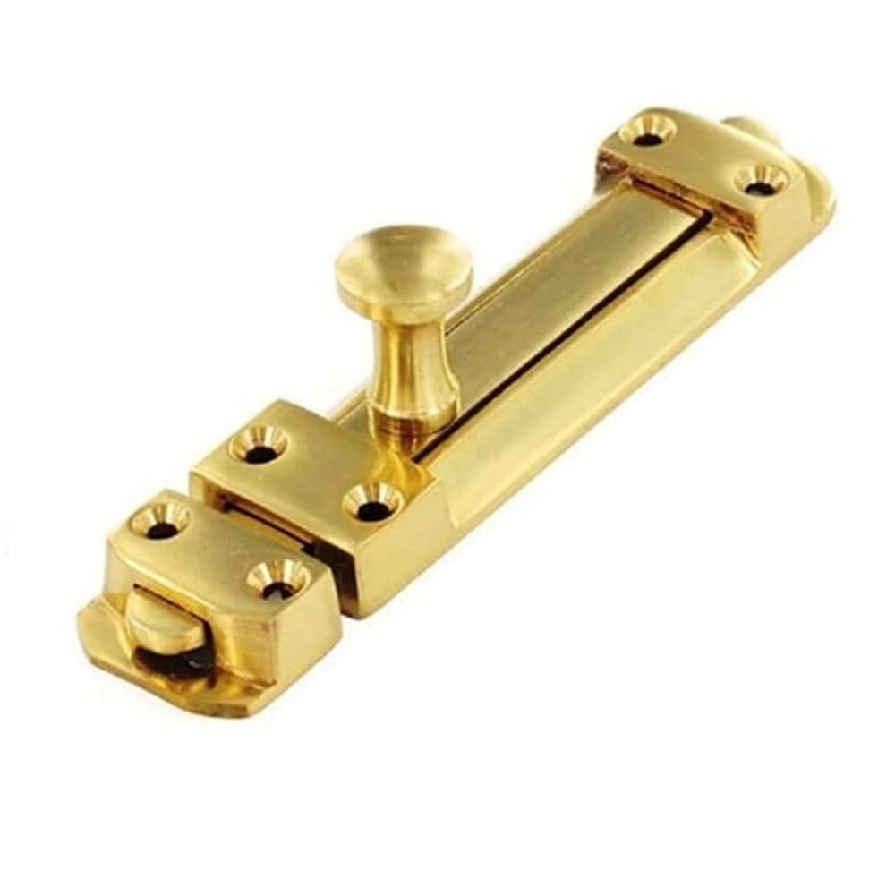 Merriway BH05885 Tower Surface Slide Door Bolt, 100mm (4 inch) - Polished Brass