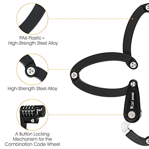 CYCLESPEED Bike Foldable Lock, 4Digit Anti Theft Combination Bicycle