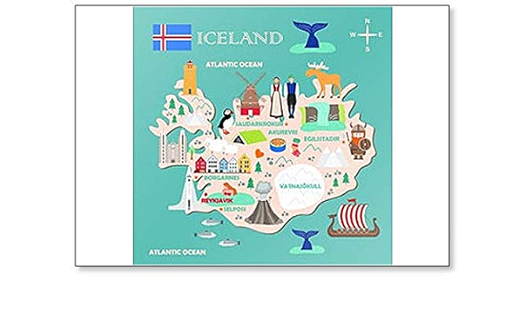 Imán para nevera con diseño de mapa de Islandia