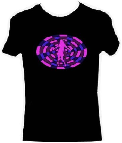 Swirl Purple Clubbing Dancing Queen Sound Reactive Equalizer EL Flashing T-Shirt - Size