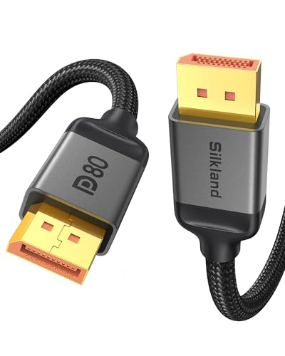 Silkland 80Gbps DisplayPort Kabel 2.1 3M DP80, [8K@240Hz 4K@540Hz 360Hz 240Hz 180Hz] DP 2.1 Kabel 16K, HDR10 FreeSync G-Sync UHBR20 Display Port Kabel