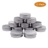 Healthcom 1oz 12 Pack Metal Steel Tin Flat Silver Metal Tins Empty Slip Slide Round Tin Containers With Tight Sealed Twist Screwtop Cover