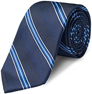 Origin Ties Mens Fashion Pencil Striped Skinny Tie Blue 100% Silk 2.5" Tie
