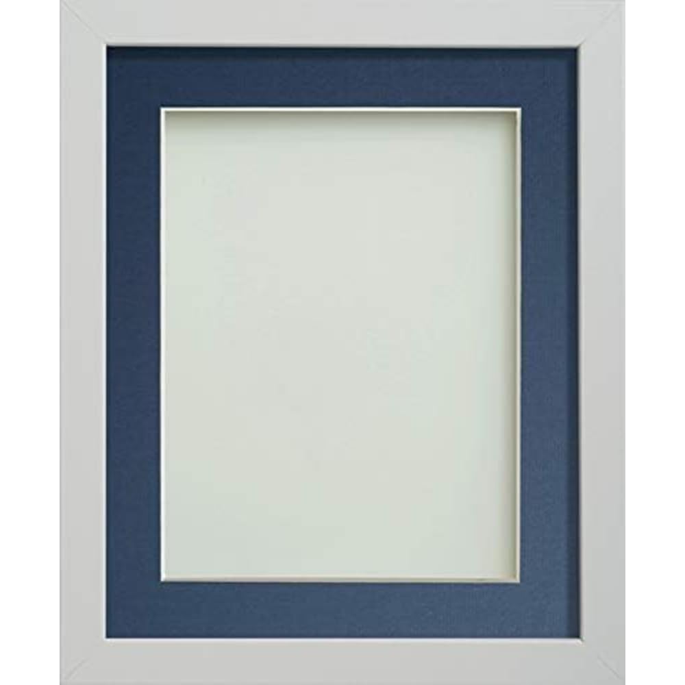Frame Company Allington White 8x6 inch Frame With Blue Mount For Image 5x3 inch *Choice of sizes* Fitted with Real Glass
