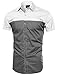 Style by William Color Block Button Down Short Sleeve Shirt Gray L